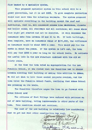 Report of Committee for Adams School, 1931