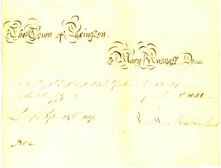 Invoice for teaching at East District School, 1827