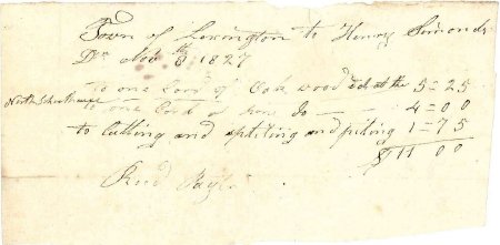 Receipt for wood for the North School, 1827