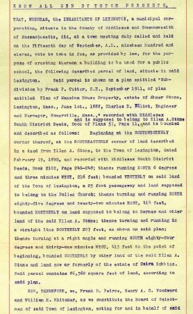 Orde of taking, land for new Adams School, 1911