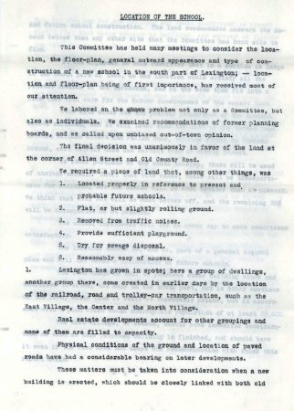 Report of the School Building Committee, 1930