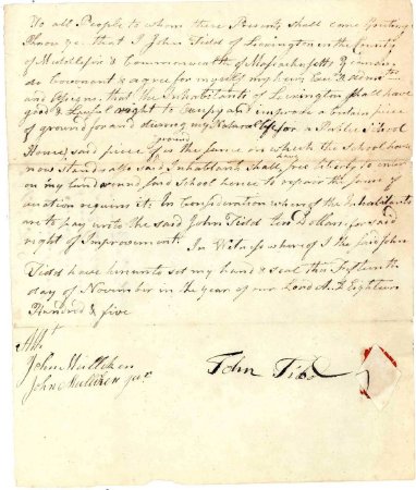Lease, land for a schoolhouse, 1805