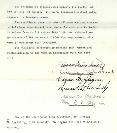 Report of the School Building Committee, 1930