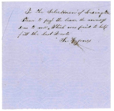 Order to pay bearer, signed by S. H. Jones, no date