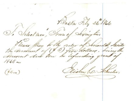 Order to pay Leonard A. Saville, 1866