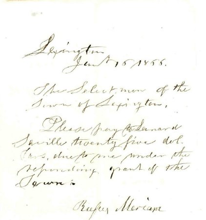 Order to pay Leonard A. Saville, 1866