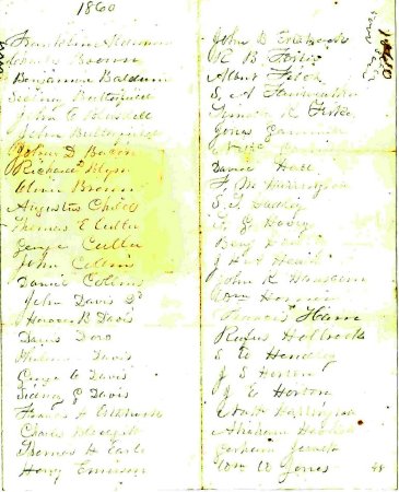 List of names, untitled, 1860