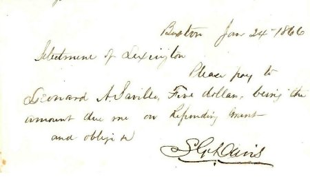 Order to pay Leonard A. Saville, 1866