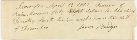Receipt for payment to James Bridges, 1817