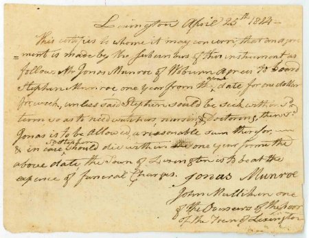 Contract, Jonas Munroe, 1814