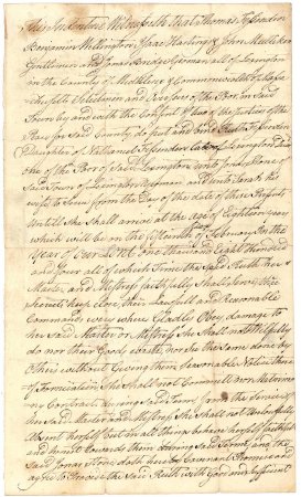 Indenture of Ruth Fessenden, 1793