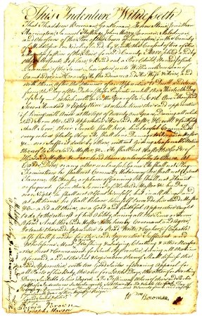 Indenture of Josiah Lawrence, 1744