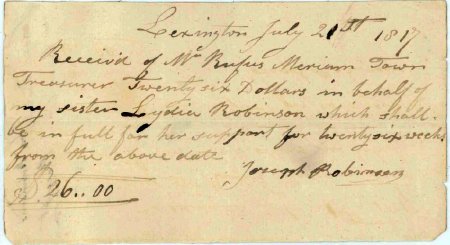 Receipt for payment to Joseph Robinson, 1817