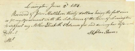 Receipt, Stephen Adams, 1814