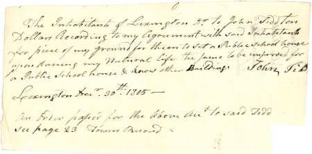 Invoice, lease of land for a schoolhouse, 1805