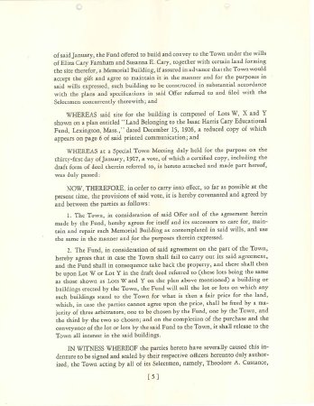 Deed of gift, Isaac Harris Cary Memorial Building, 1928