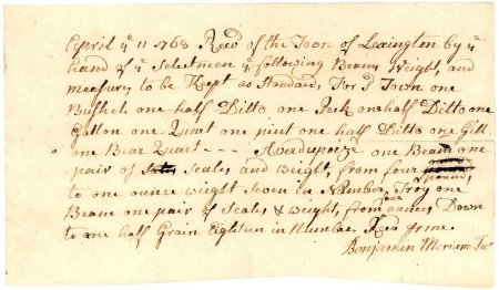 Receipt for equipment, 1768