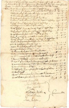 Expenses for the Great Bridge, 1734 and 1744