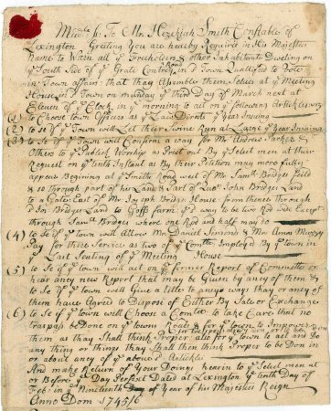 Warrant for Town Meeting, 1746