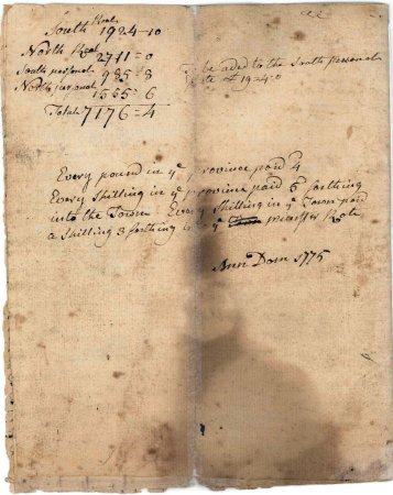 Invoice/with valuation for the year, 1775