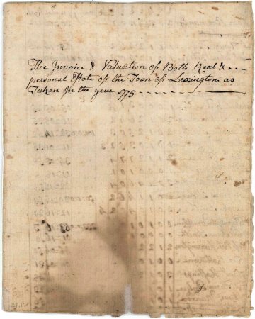 Invoice/with valuation for the year, 1775