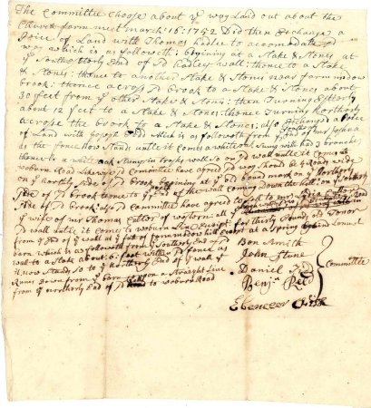 Report  on the Church Farm Road, 1752